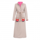 Długi beżowo różowy płaszcz jesień / zima | onesize